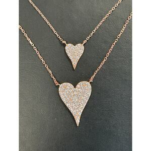 14K Rose Gold Necklace- New- cubic zirconia, rose gold vermeil layered heart
